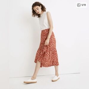 Madewell Ruffle-Wrap Midi Skirt in Happy Hibiscus Size 6